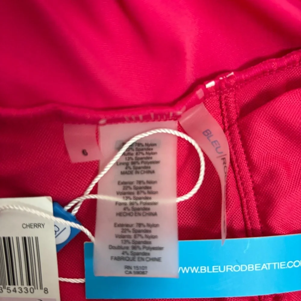 Bleu Rod Beattie Tankini Swimsuit Ruffle Front Lattice Back Hot Pink Sz‎ 6 NEW